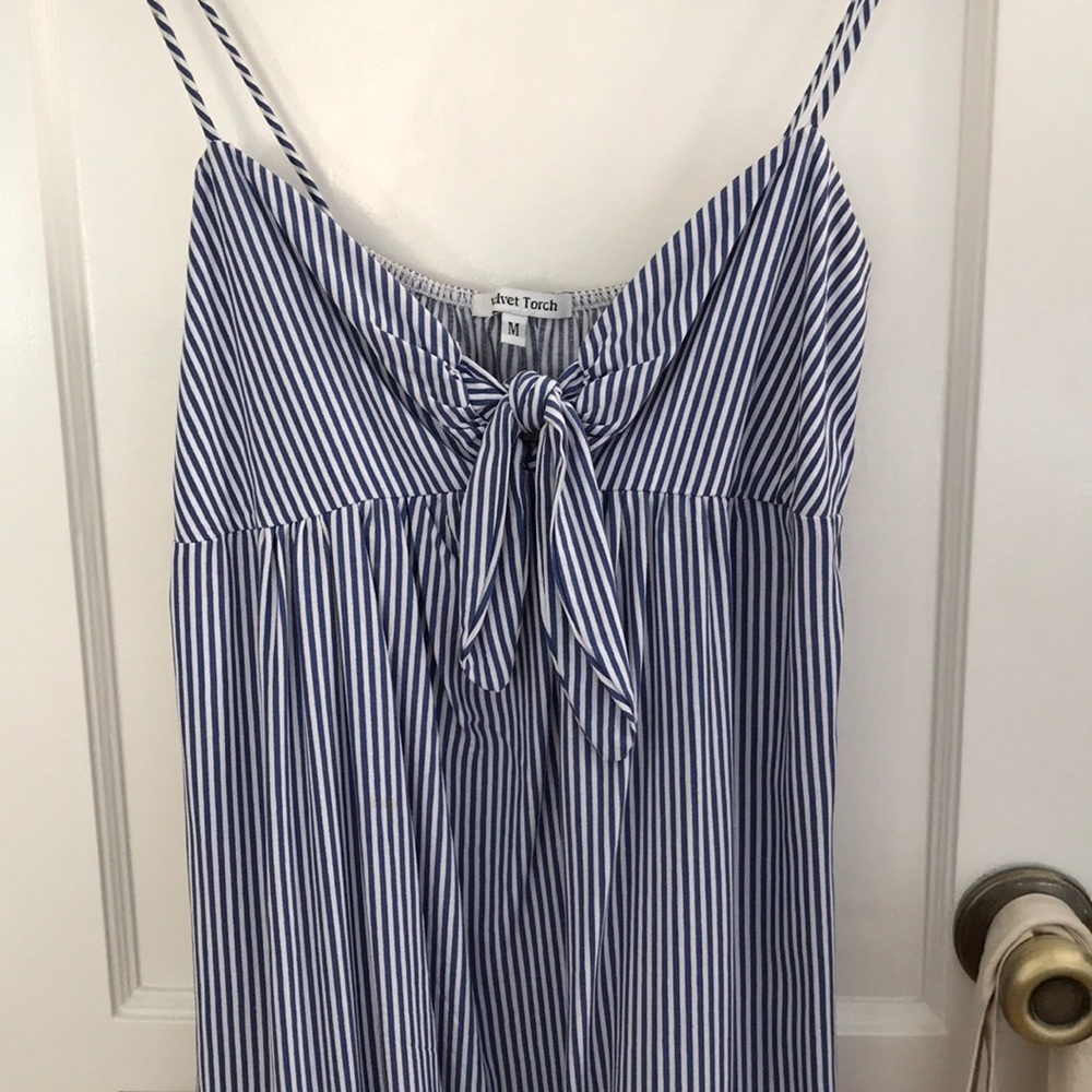 Blue striped midi dress